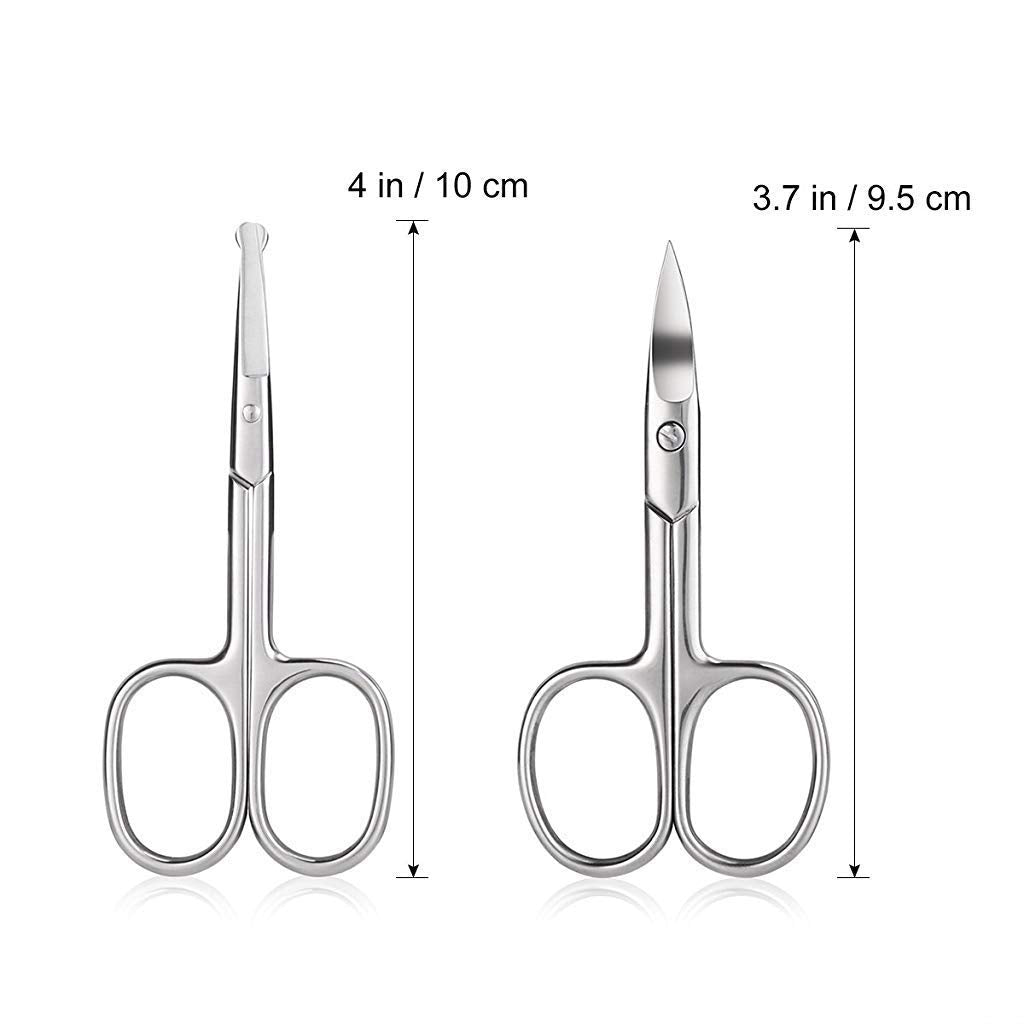 MAYCREATE Nose Scissors Beard Mustache Eyebrow Trimmer Stainless Steel Set with Storage Box (Silver) MAYCREATE Nose Scissors Beard Mustache Eyebrow Trimmer Stainless Steel Set with Storage Box (Silver)